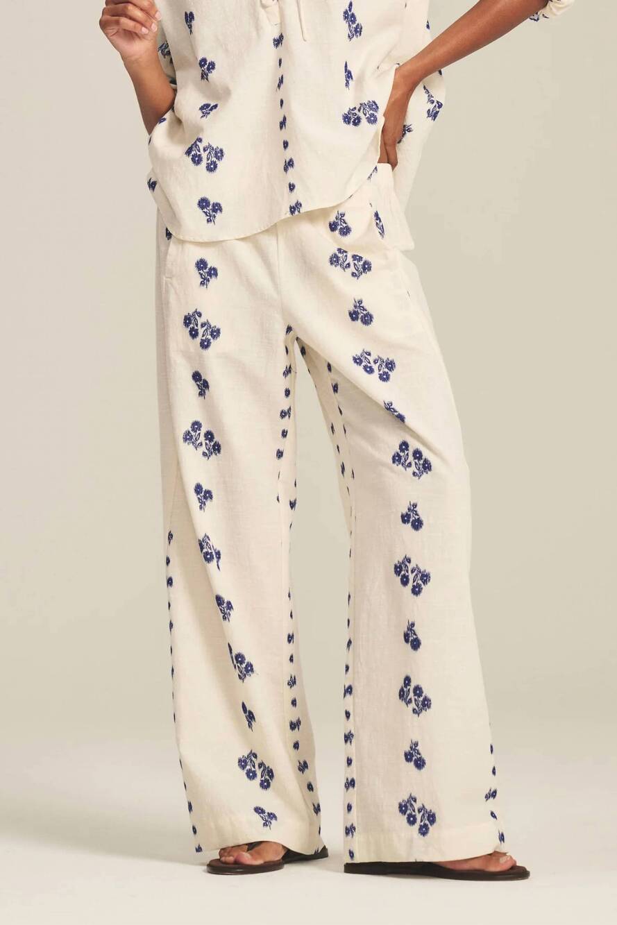 NEW VELVET BY GRAHAM & SPENCER nellie pant in cream/cobalt